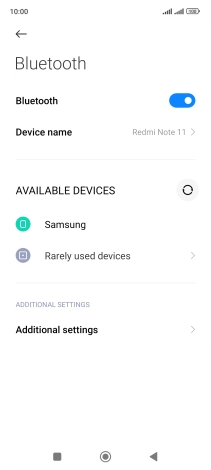 Press the required Bluetooth device and follow the instructions on the screen to pair the device with your phone.
