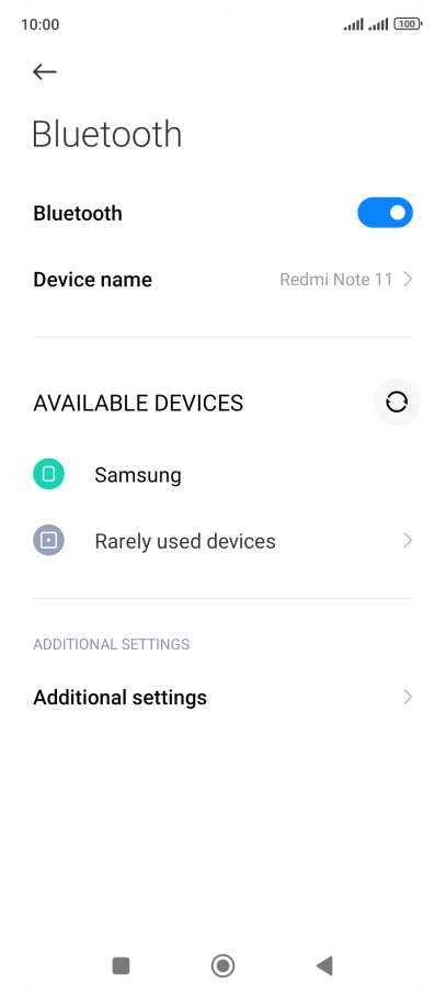 Press the required Bluetooth device and follow the instructions on the screen to pair the device with your phone.