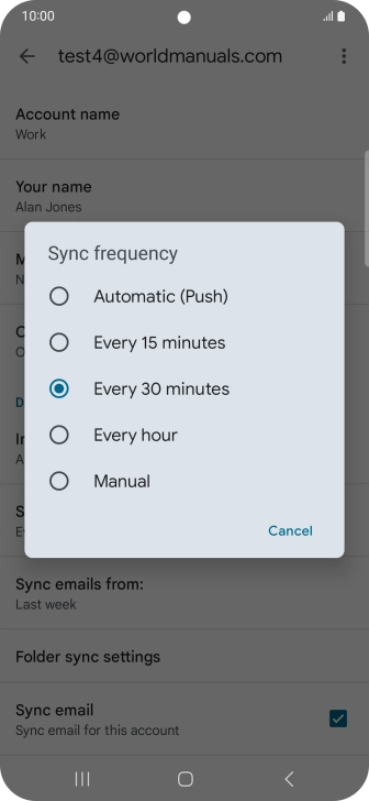 Press the required setting.