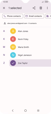 Press the required contact.