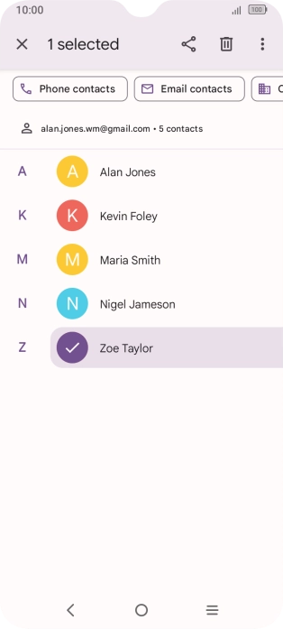 Press the required contact.