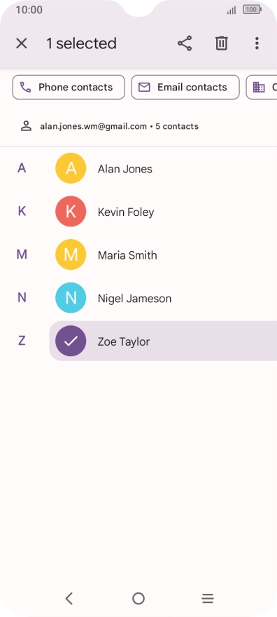 Press the required contact.