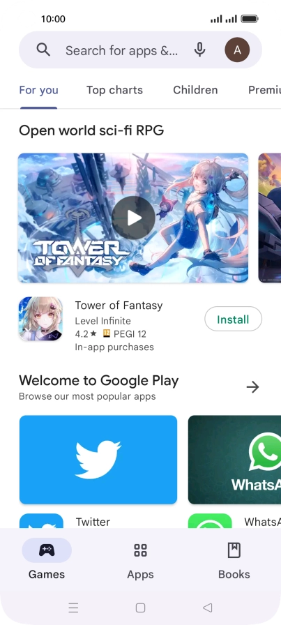 Press the search field.