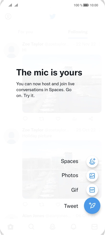 Press the new tweet icon.