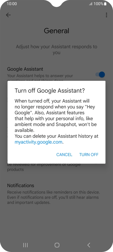 If you turn off the function, press TURN OFF.