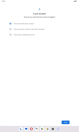 Press the required setting.