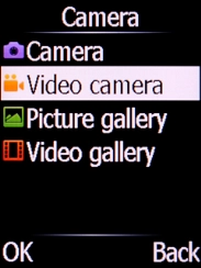 Select Video camera and press the Left selection key.