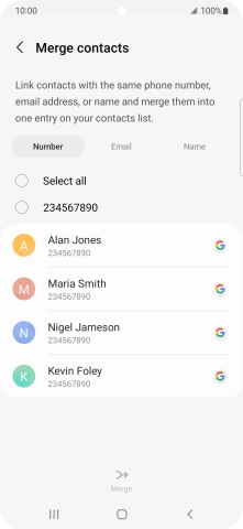 Press the field next to the required number.