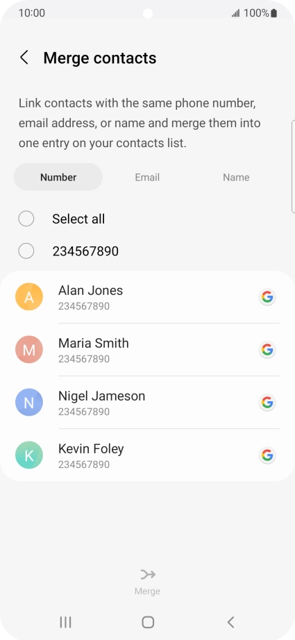 Press the field next to the required number.