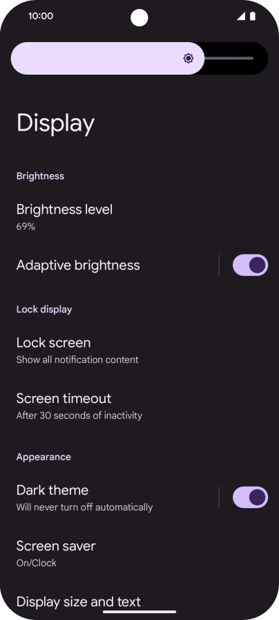 Drag the indicator right or left to set the brightness manually. Drag the indicator right or left to set the brightness manually.
