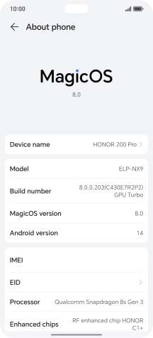 Your phone's software version is displayed next to Android version.