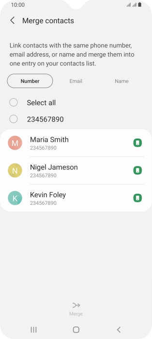Press the field next to the required number.