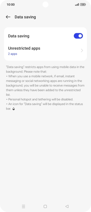 Press Unrestricted apps. Press Unrestricted apps.