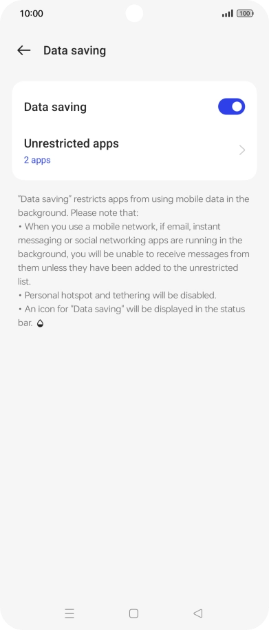 Press Unrestricted apps. Press Unrestricted apps.
