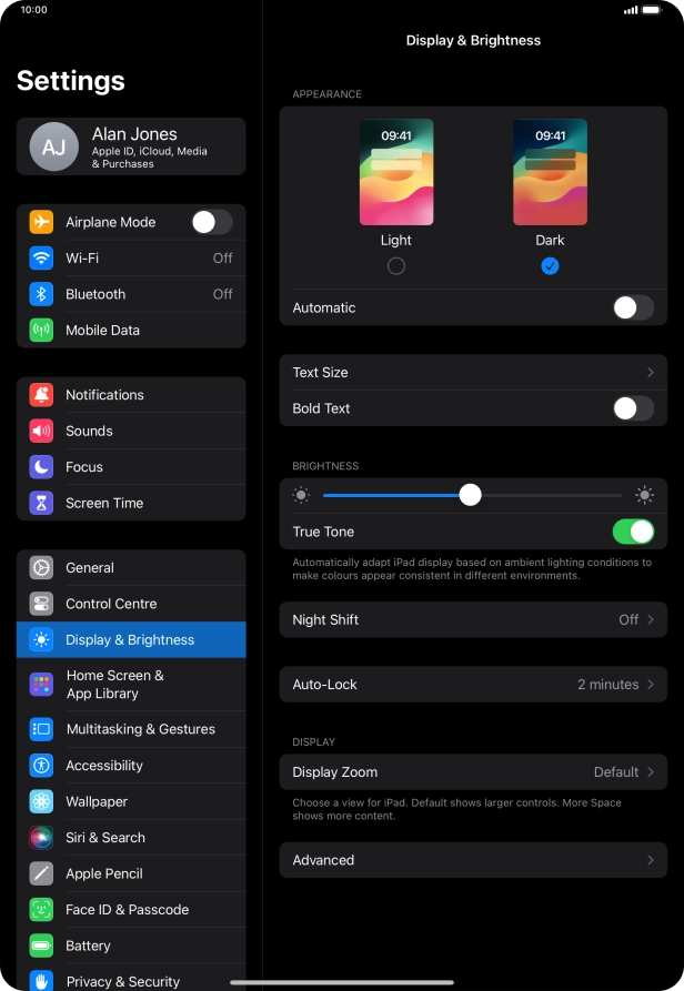 Press the indicator next to 