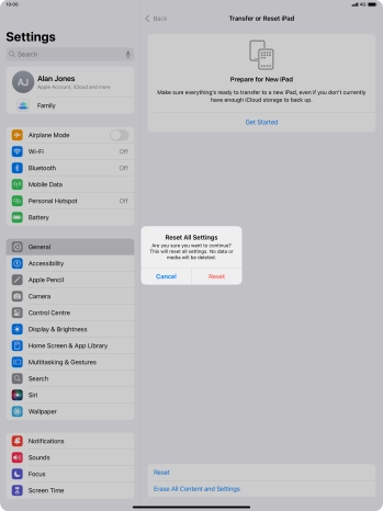 Press Reset. Wait a moment while the factory default settings are restored. Follow the instructions on the screen to set up your tablet and prepare it for use. Press Reset. Wait a moment while the factory default settings are restored. Follow the instructions on the screen to set up your tablet and prepare it for use.