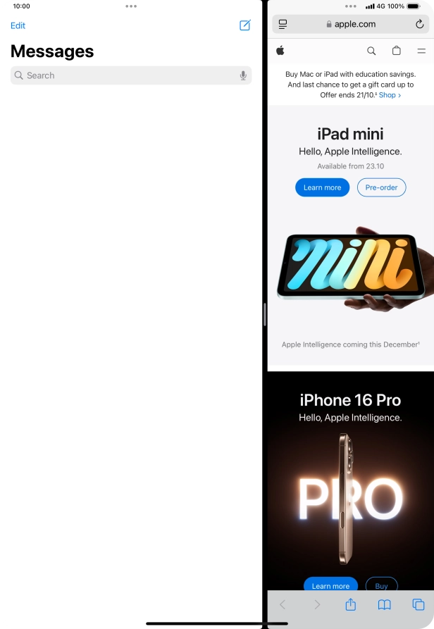 The applications are now displayed on a split screen.