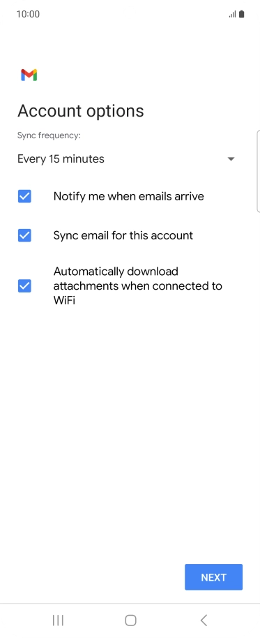 If this screen is displayed, you email account has been recognised and set up automatically. Follow the instructions on the screen to key in more information and finish setting up your phone.
