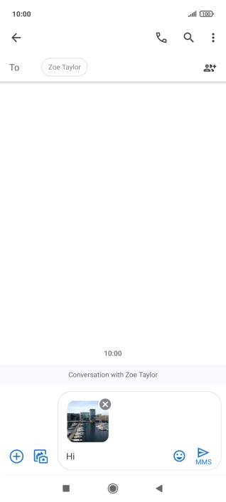 Press the send icon when you've finished your picture message. Press the send icon when you've finished your picture message.