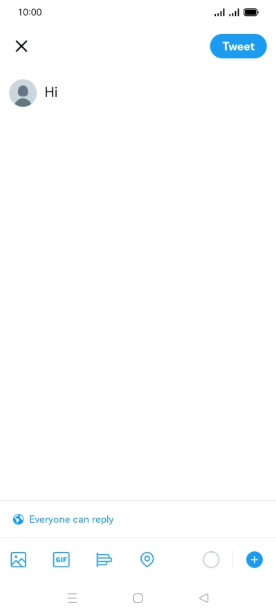 Write the required text and press Tweet. Write the required text and press Tweet.