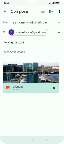 Press the text input field and write the text for your email message.