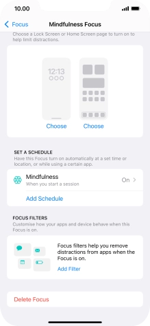 Press the required setting below 