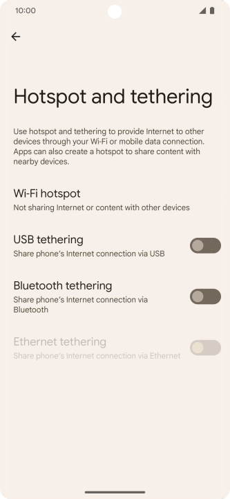 Press Wi-Fi hotspot. Press Wi-Fi hotspot.
