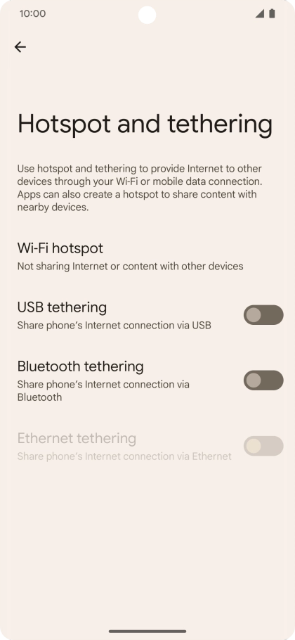 Press Wi-Fi hotspot. Press Wi-Fi hotspot.