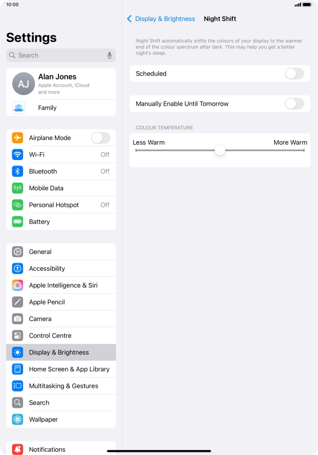 Press the indicator next to 