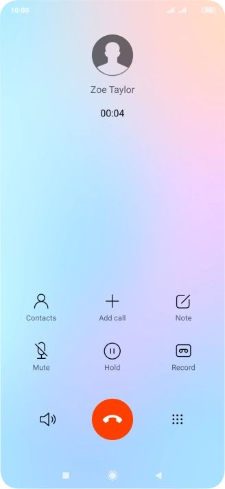Press the end call icon.