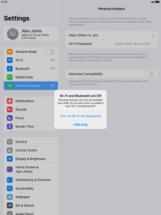 If Wi-Fi is turned off, press Turn on Wi-Fi and Bluetooth. If Wi-Fi is turned off, press Turn on Wi-Fi and Bluetooth.