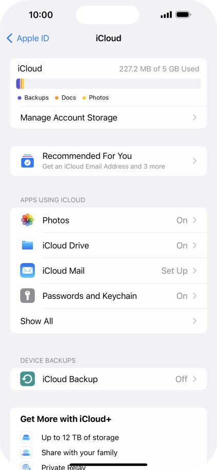 Press iCloud Backup. Press iCloud Backup.