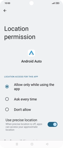 Press the required setting.