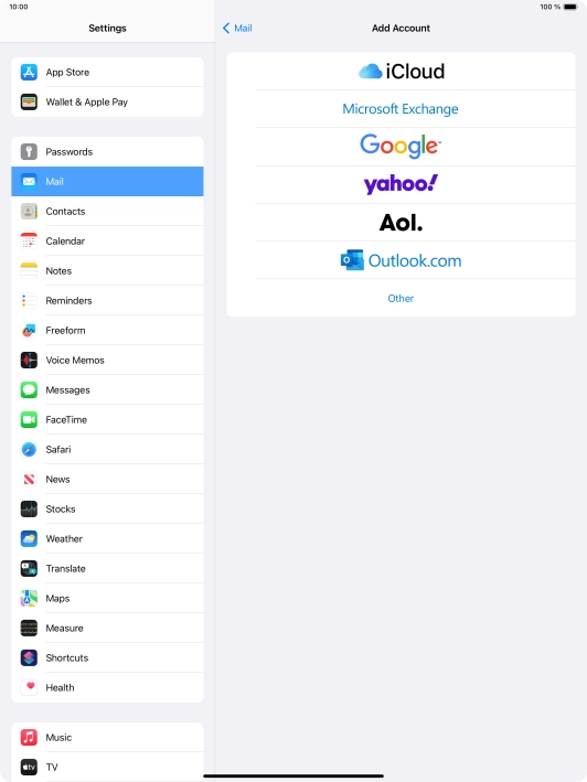 Press Microsoft Exchange.