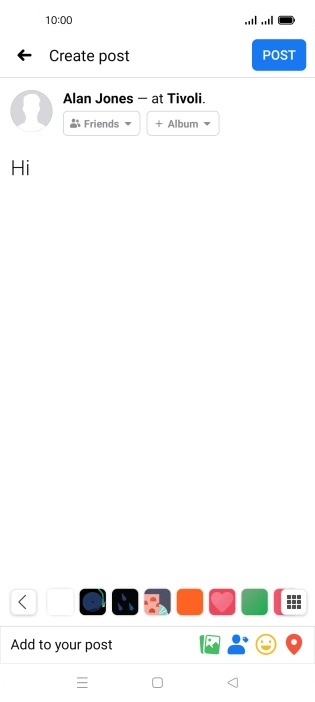 Write the required text and press POST.