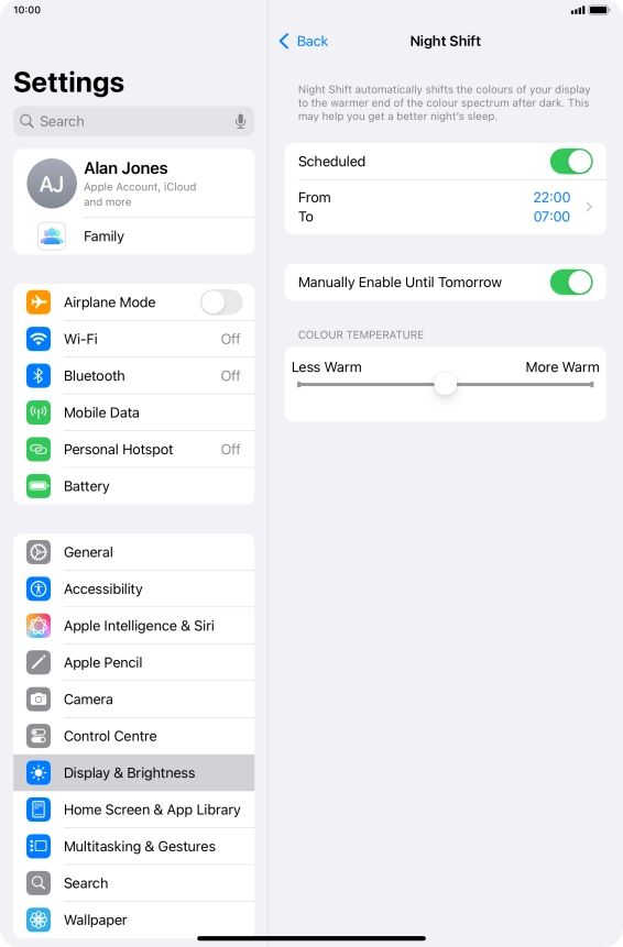 Press and drag the indicator below 