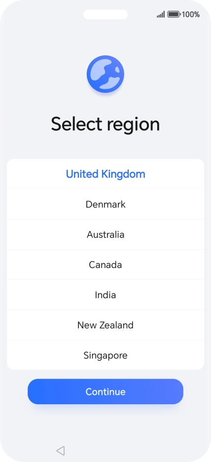 Press the required country or area.