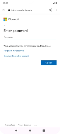 Press Password and key in the password for your email account.