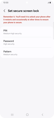 Press the required phone lock code and follow the instructions on the screen to create an additional phone lock code.