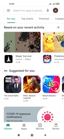 Press the search field.