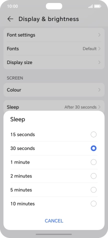 Press the required setting.