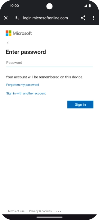Press Password and key in the password for your email account.