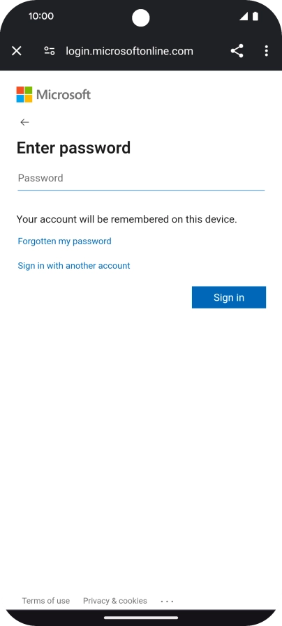 Press Password and key in the password for your email account.