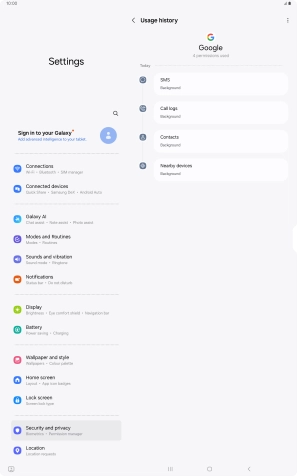 The app activity for the selected app is displayed.