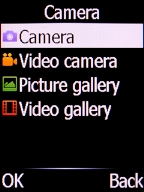 Select Camera and press the Left selection key.
