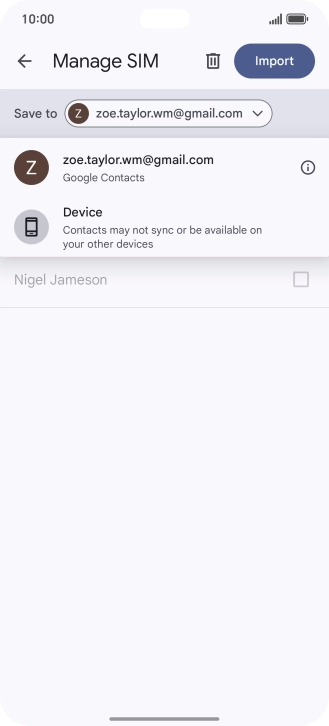Press the required Google account.