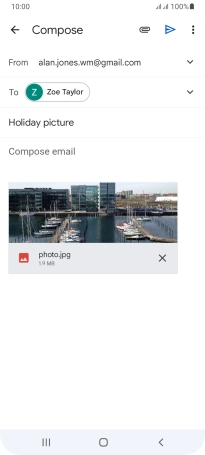 Press the text input field and write the text for your email message.