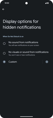 Press the required setting to turn display of the selected notification types on or off.