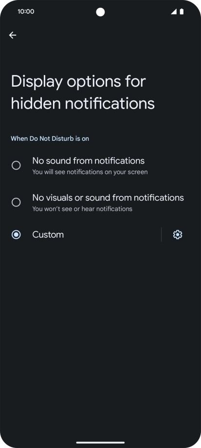 Press the required setting to turn display of the selected notification types on or off.