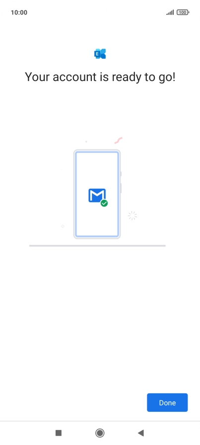 If this screen is displayed, your email account has been recognised and is being set up automatically. Follow the instructions on the screen to key in more information and finish setting up your phone.
